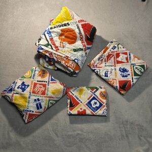 Vintage Retro 70's NFL Team Logo Twin Blanket Sheet Pillow Case Complete Set